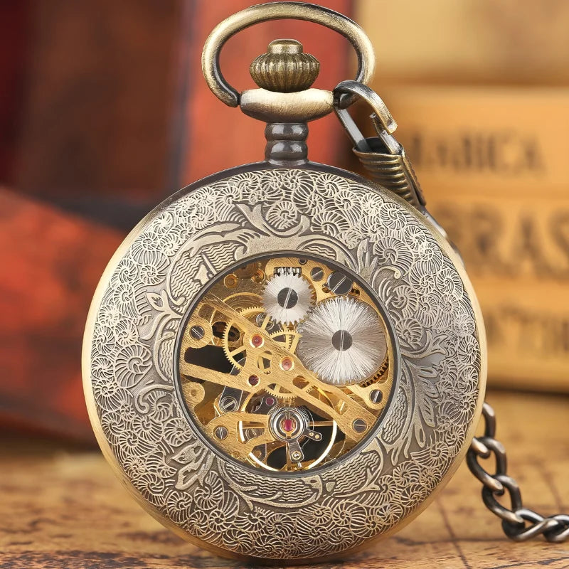 dos montre à gousset florale mécanique