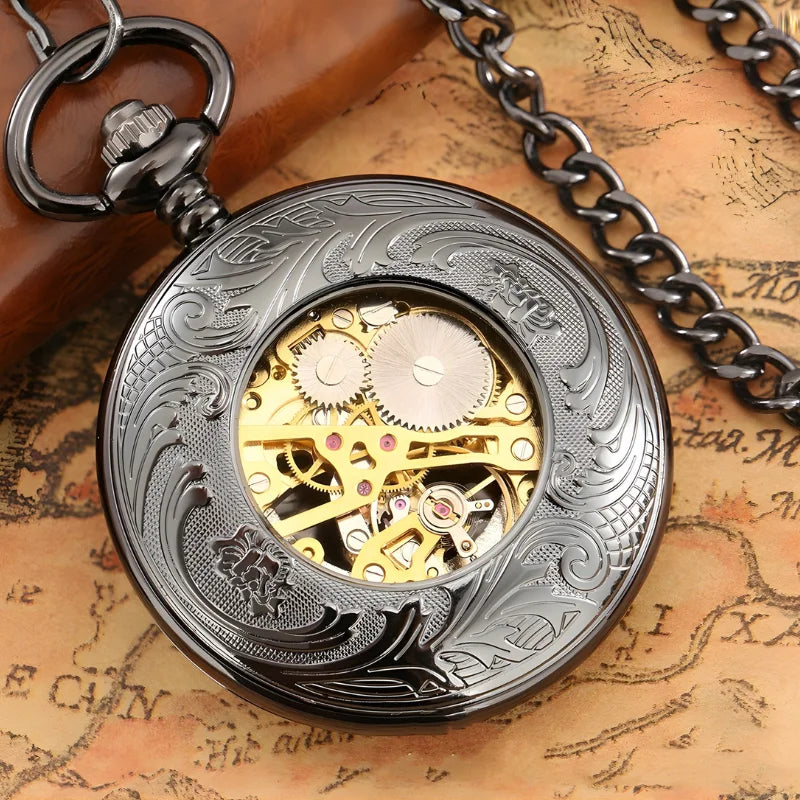 dos montre à gousset pégase noir