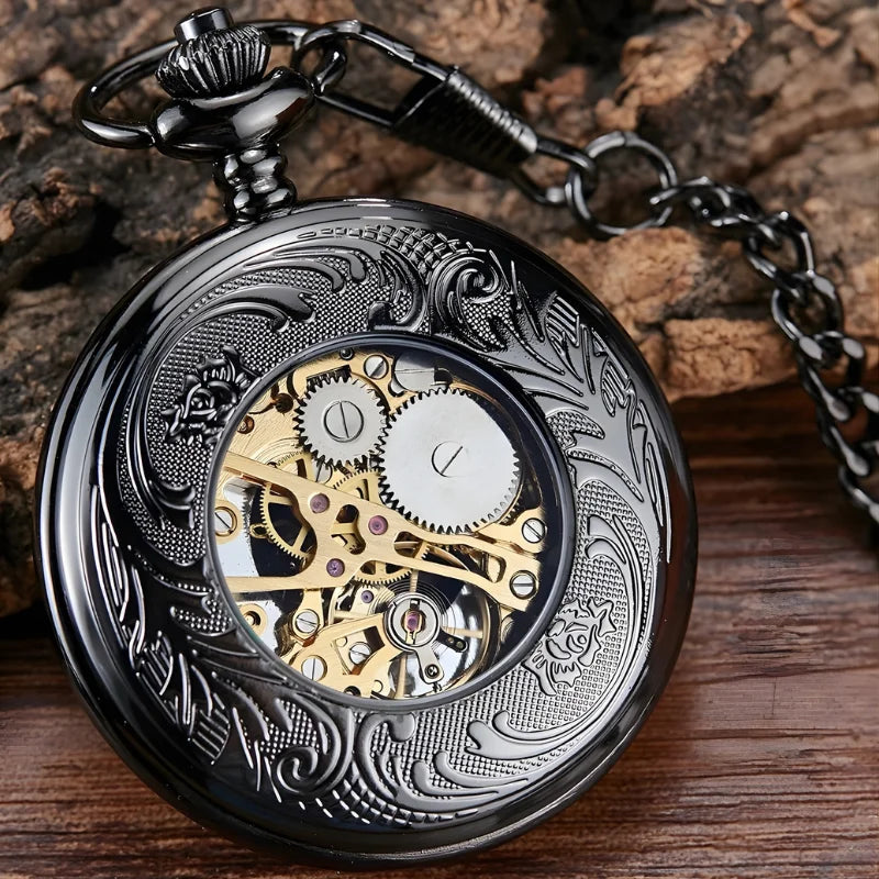 dos montre gousset noire homme