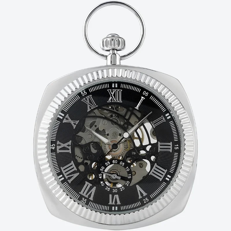 montre à gousset carrée argenté