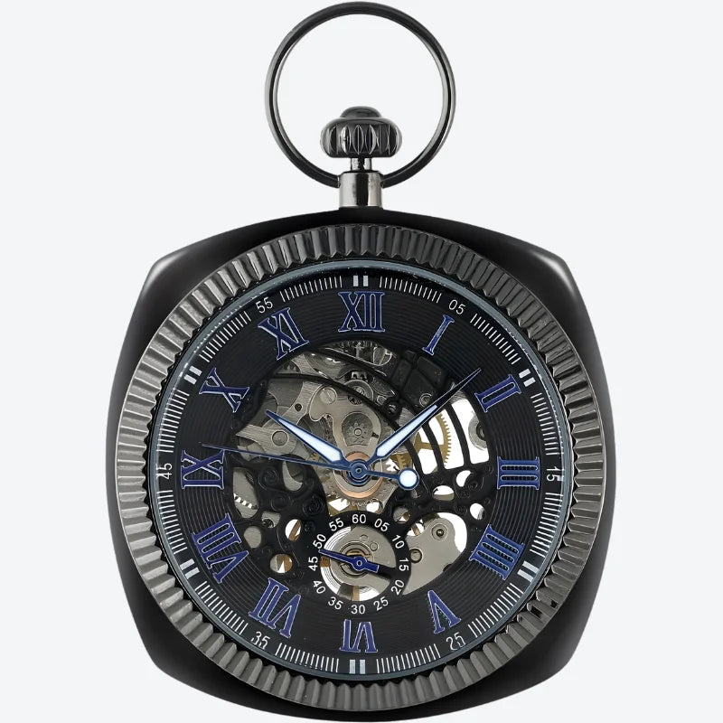 montre à gousset carrée bleu noir