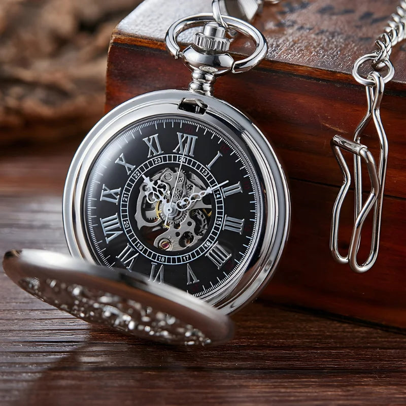 montre à gousset dragon argent ouvert