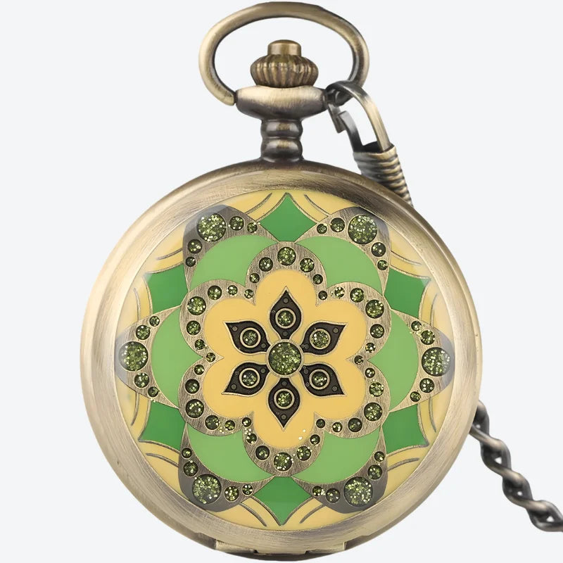 montre à gousset florale mécanique