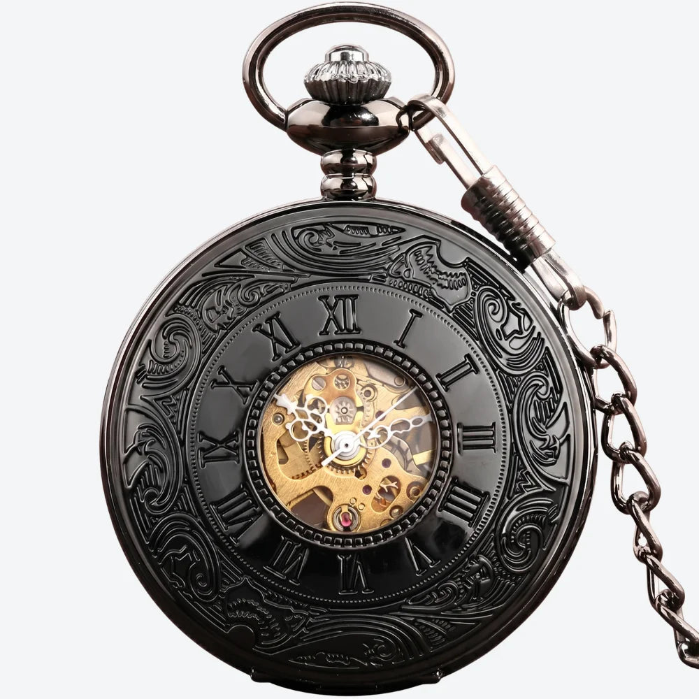 montre à gousset homme noire