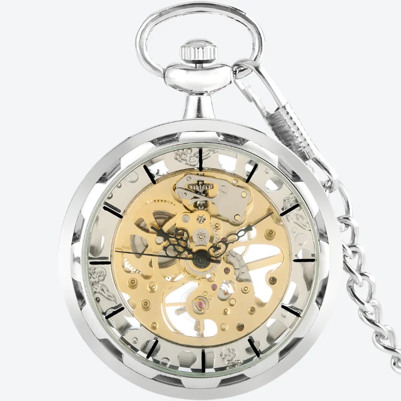 montre à gousset mécanique moderne doré argenté