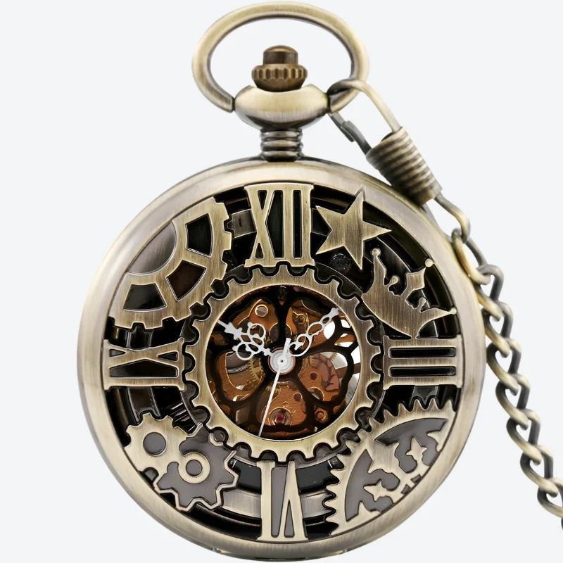 montre à gousset mécanique steampunk bronze