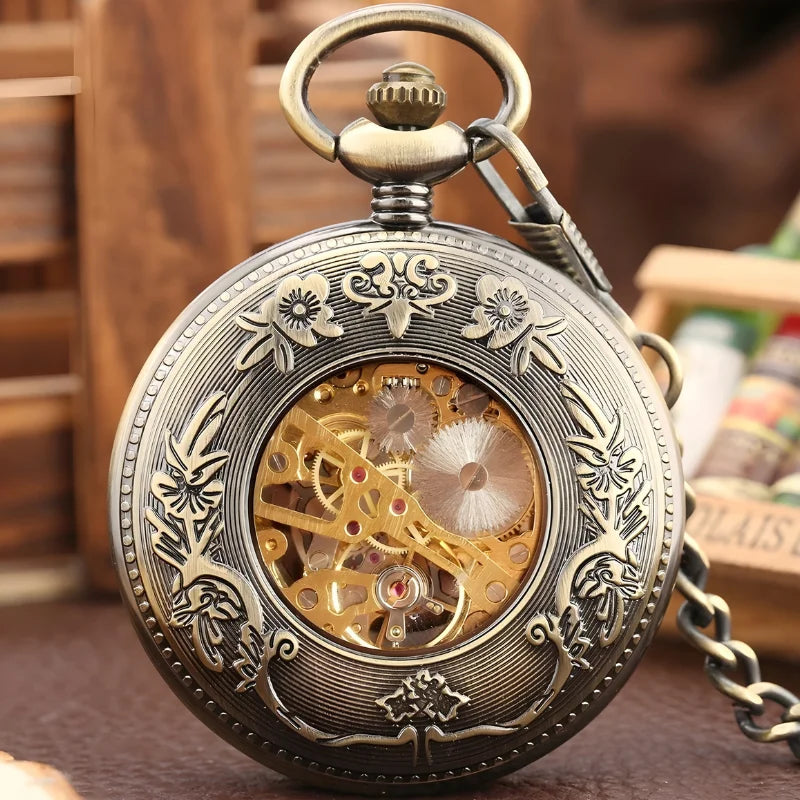 montre à gousset mécanique steampunk dos