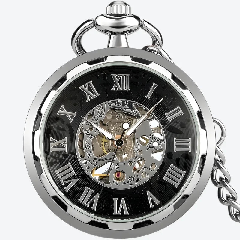 montre à gousset moderne mécanique argenté