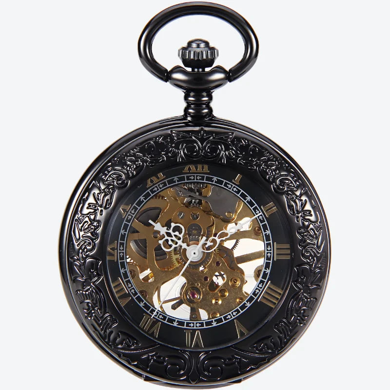 montre à gousset noire face