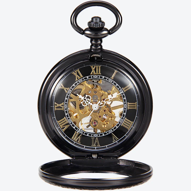 montre à gousset noire