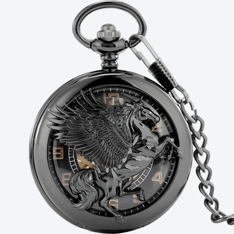 montre à gousset pégase noir