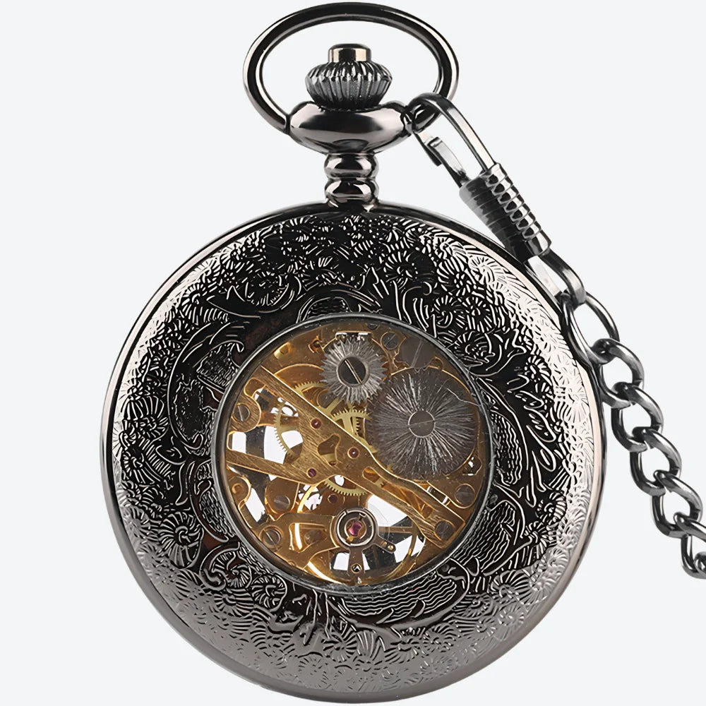 montre à gousset steampunk noire dos