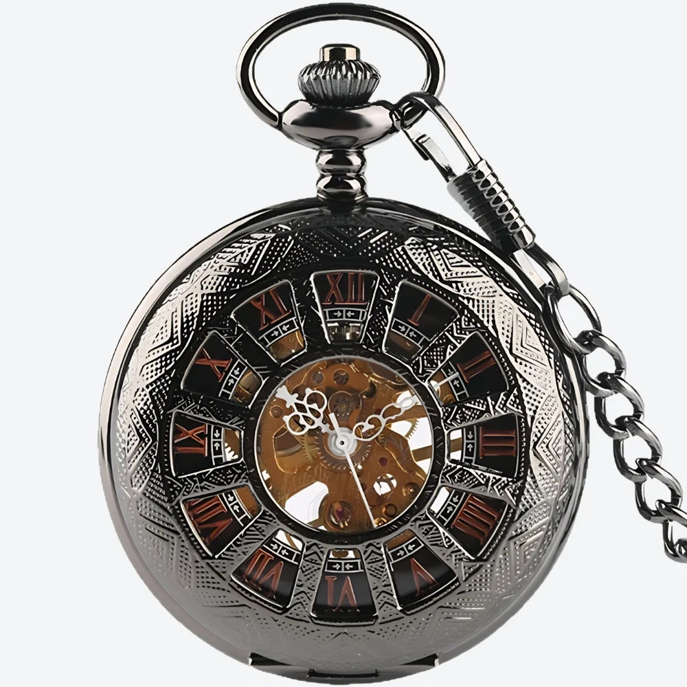 montre à gousset steampunk noire