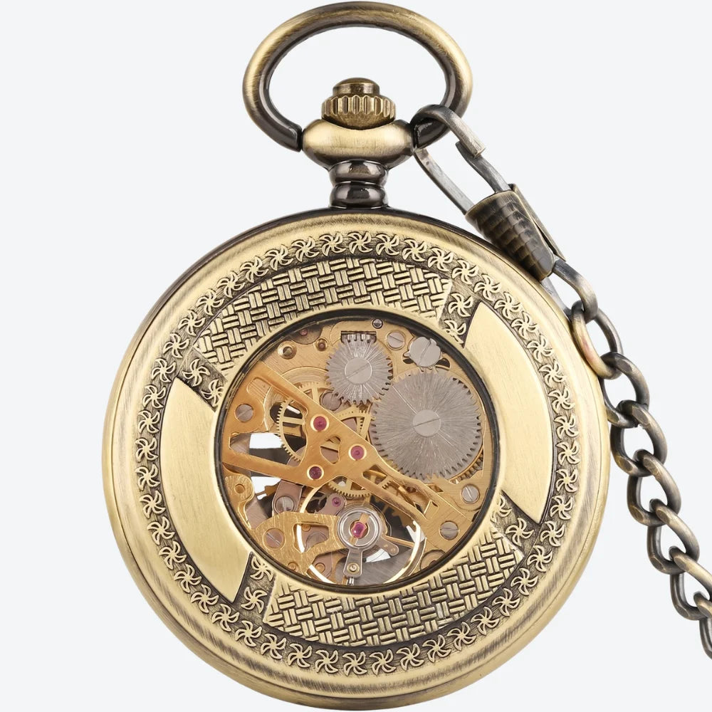 montre à gousset steampunk phosphorescente dos