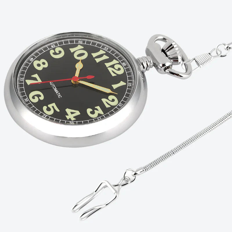 montre gousset automatique argenté chaîne