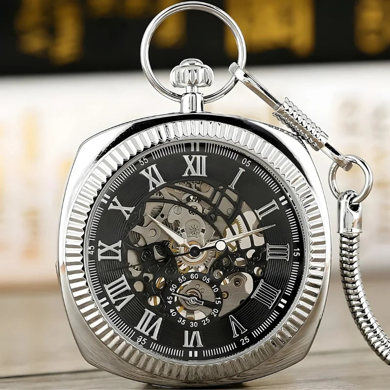 montre gousset carrée argenté