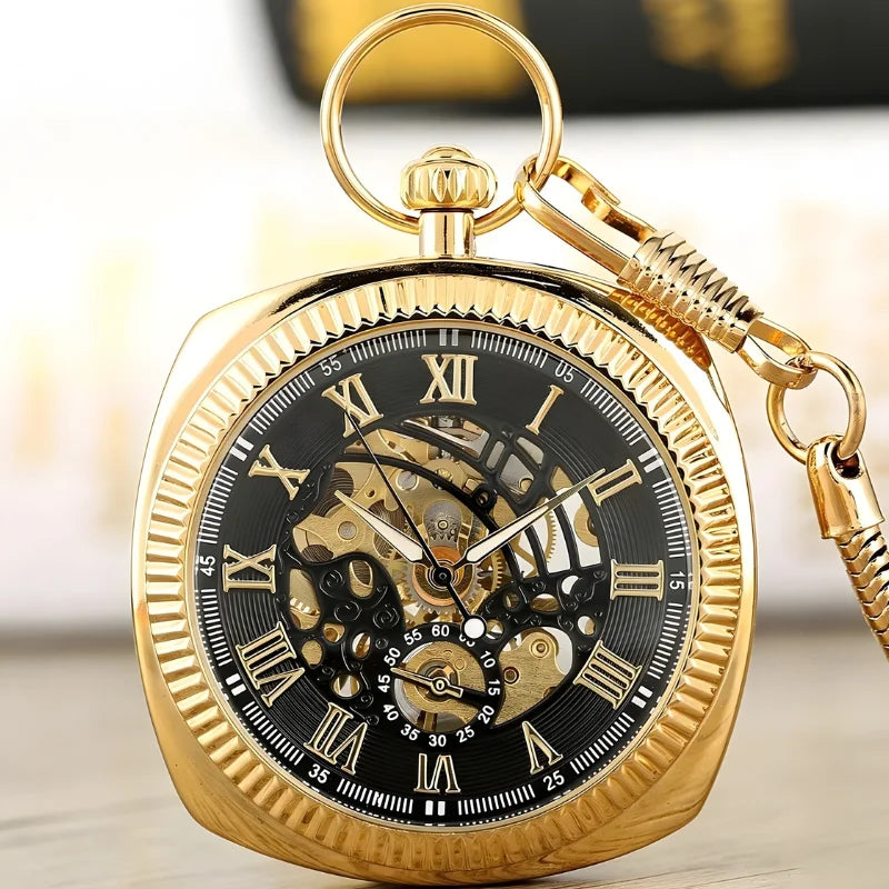 montre gousset carrée doré