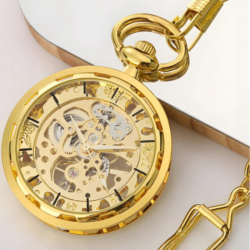 montre gousset mécanique moderne doré