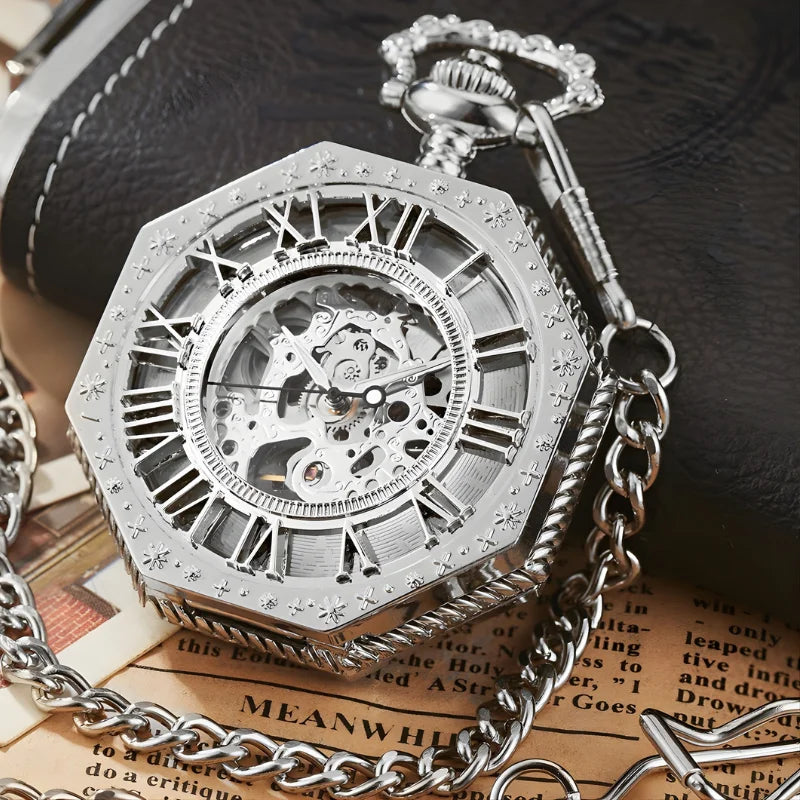 montre gousset octogonale argenté