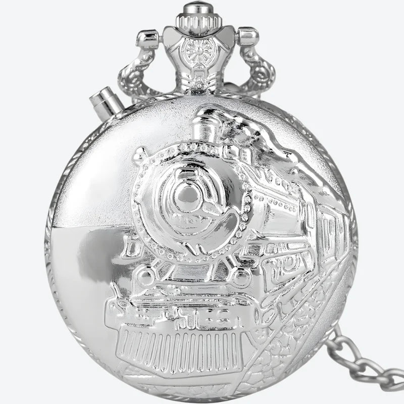 montre gousset train argenté