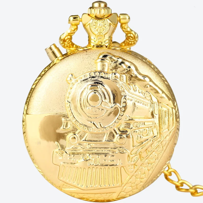 montre gousset train doré